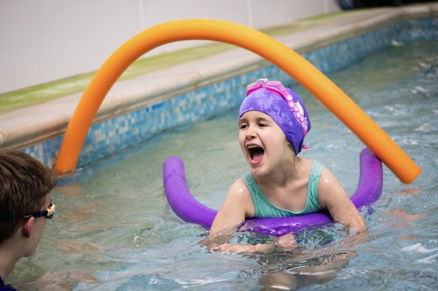 An older swimmer training in a lane